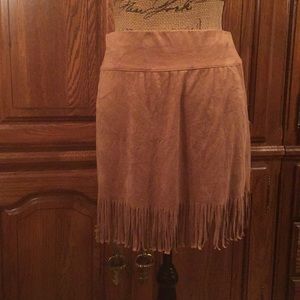 Joe B Tan Faux Suede Fringe Skirt Size XLARGE